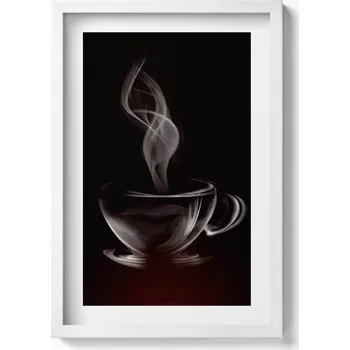 Obraz Ozdobný obraz v bílém rámu do obýváku Abstraktní šálek kávy 40x60 cm