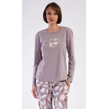 Dámské pyžamo Vienetta Dámské pyžamo dlouhé Klárka Barva: Růžová - světle, Velikost: 2XL