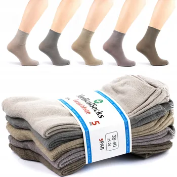 Pánská móda Ponožky MEDICAL SOCKS béžové bez komprese 41-43 bavlna česaná 5 párů