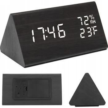 Hodiny BUDÍK Elektronický LED Dřevěný Stojící – DATUM TEPLOMĚR VLHKOMĚR