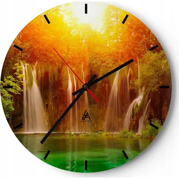 Hodiny Velké nástěnné hodiny 40x40 Krajina Skleněné hodiny Kulatý Tiché