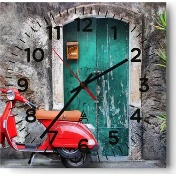 Hodiny Nástěnné hodiny do kuchyně 30x30 - Motorismus - Stylové hodiny na skle - Loft - Tiché