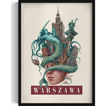 Obraz Obraz + rámeček Vintage retro styl Varšava Siréna Zikmundův sloup 50x70 cm