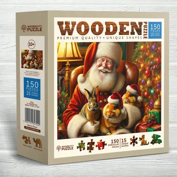 Puzzle WoodenCity 150 dílků Santa Claus a Králíci