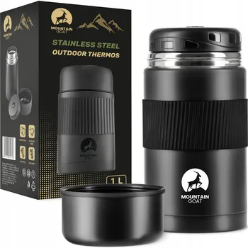 Termoska Termos na jídlo Mountain Goat nerezová ocel černý 1,00 l, udrží teplotu až 24 hodin