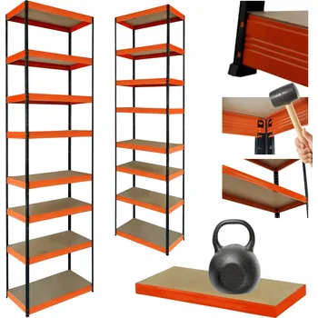 Dílenský regál Kovový regál do skladu HELIOS 270x35x35cm 8 polic x 175kg, vysoký