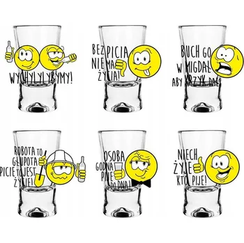Sklenice Sklenice na vodku Glasmark Humor bezbarvé, bílé, černé, žluté 25ml 6 ks