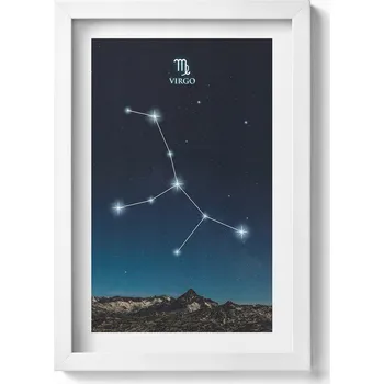 Obraz Dekorace - obraz v bílém rámu na zeď Znamení zvěrokruhu Panna 20x30 cm