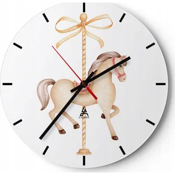 Hodiny Nástěnné hodiny do kuchyně 30x30 Kůň Skleněné hodiny do obýváku Loft Tiché