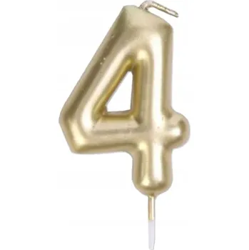 Dortová svíčka Zlatá svíčka na dort číslice 4 narozeninová dekorace