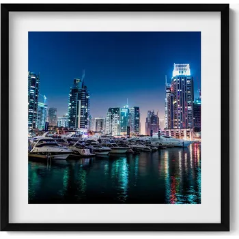 Obraz Dekorativní nástěnný obraz do obýváku kuchyně Lodě ve městě v noci 50x50 cm