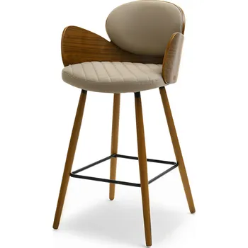 Křeslo Mebel Partner Aimee H (tmavobéžová + ořech)