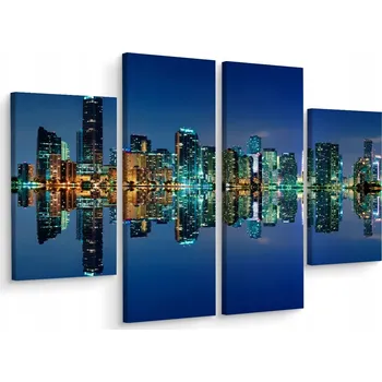 Obraz Čtyřdílný obraz Miami v noci, 3D, horizontální, 80x60 cm