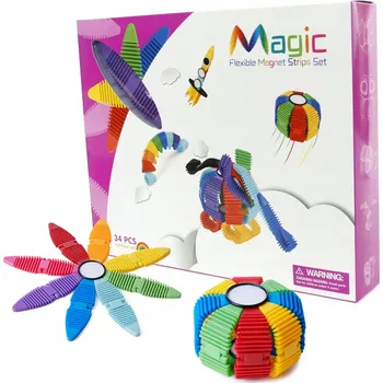 ostatní stavebnice ELASTICKÉ MAGNETICKÉ STAVEBNICE 3D SADA 34 dílků