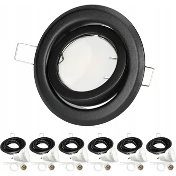 Bodové svítidlo Sada 6x halogenové svítidlo LUMO1 matná černá + LED GU10 5W studená bílá