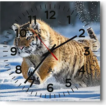 Hodiny Nástěnné hodiny do obýváku 40x40 Tygr Bezhluké hodiny na skle Tiché