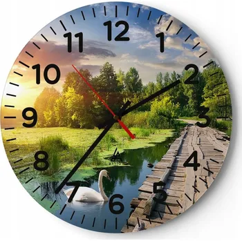 Hodiny Kuchyňské nástěnné hodiny 30x30 Krajina Moderní Skleněné hodiny do obýváku Tiché