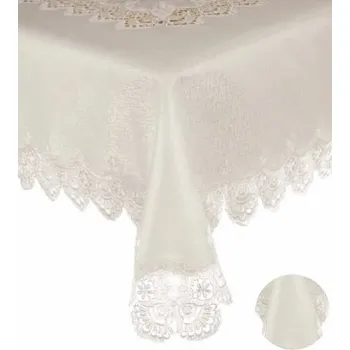 ubrus UBRUS NA STŮL S GIPUROU ELEGANTNÍ 130X160CM KRÉMOVÝ RYCHLESCHNOUCÍ