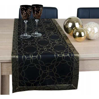Prostěradlo Bieżnik černý, zlatý 200 x 40 cm