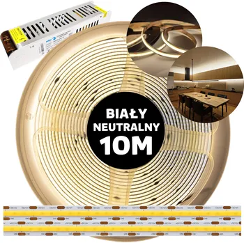 LED páska Taśma LED COB s napájecím zdrojem, neutrální bílá, 12V, 10M