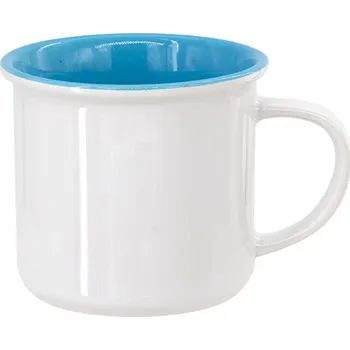 Světle modrý keramický hrnek s barevným vnitřkem imitující smalt