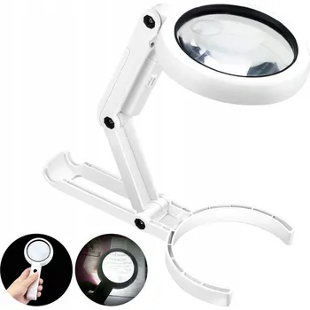 Lampička Lupa sklo zvětšující kosmetickou lampu 8LED pro čtení 5 x 11 x skládací