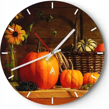 Hodiny Nástěnné hodiny do kuchyně 30x30 Dýně Skleněné hodiny do obýváku Loft Tiché