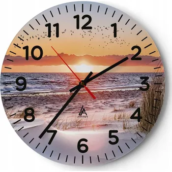 Hodiny Kuchyňské nástěnné hodiny 30x30 Krajina Moderní Skleněné hodiny do obýváku Tiché
