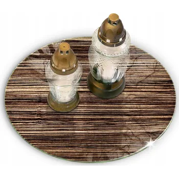 Obraz Skleněná podložka na hřbitov pod svíčky, imitace dřeva, průměr 30 cm