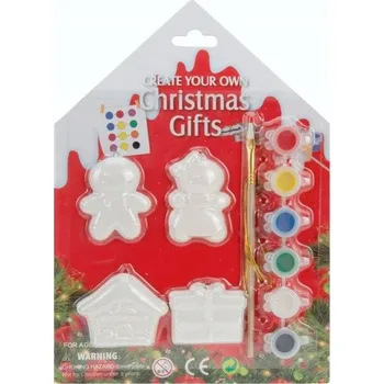 Vánoční dekorace VÁNOČNÍ OZDOBY K MALOVÁNÍ KERAMIKA BARVY 4 KS