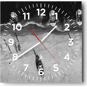 Hodiny Kuchyňské nástěnné hodiny 30x30 Pláž | Skleněné hodiny do obýváku | Moderní tiché