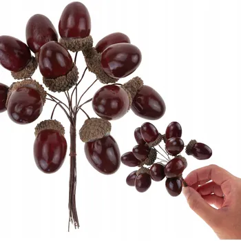 umělá květina ŽALUDY UMĚLÉ DEKORAČNÍ VĚTVIČKA DO ARANŽMÁ JAKO ŽIVÉ SVAZEK 12 KUSŮ