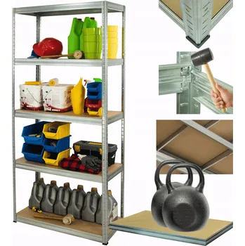 Dílenský regál Kovový regál do skladu pozinkovaný HELIOS 213x100x60cm 5 polic x 275kg ODOLNÝ