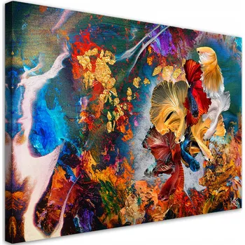 Obraz OBRAZ NA PLÁTNĚ Barevné ryby abstrakce 60x40