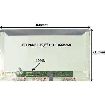 Náhradní displej pro notebook LCD PANEL 15,6" HD 1366x768 40PIN LESKLÝ / ŠROUBOVÁNÍ Z BOKŮ SIL
