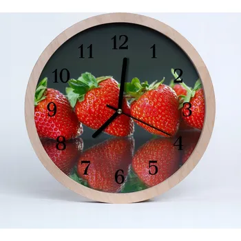 Hodiny Dřevěné nástěnné hodiny tiché Jahody Ovoce 25 cm