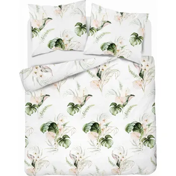 Povlečení POVLEČENÍ 160x200 BAVLNĚNÝ SATÉN LISTY 4452A