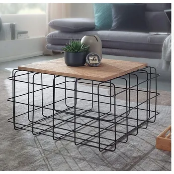 Konferenční stolek Stolek Kochamy meble čtvercový 60 x 60 x 30 cm černý, odstíny hnědé