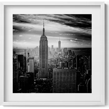 Obraz Dekorace, obraz s grafikou v krásném bílém rámu - Budovy New Yorku 50x50 cm