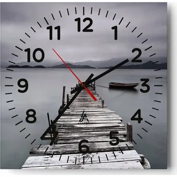 Hodiny Kuchyňské nástěnné hodiny 30x30 Krajina Skleněné hodiny do obýváku Moderní Tiché