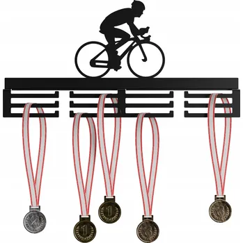 Věšák Věšák na medaile pro cyklistu 40 cm, design CYKLISTIKA, černý, kovový, odolný