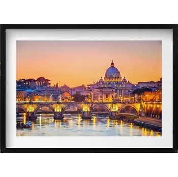 Obraz Dekorativní nástěnný obraz v černém rámu Bazilika sv. Petra v Římě 70x50 cm