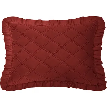 Povlečení POVLEČENÍ NA POLŠTÁŘ S VOLÁNKEM OZDOBNÉ DEKORATIVNÍ 50x70cm BORDOVÉ RUFFY