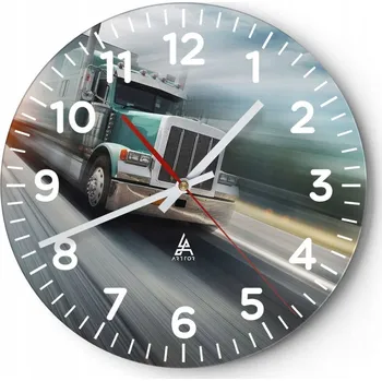 Hodiny Kuchyňské nástěnné hodiny 30x30 Náklaďák Moderní skleněné hodiny Tiché