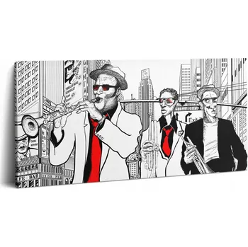 Obraz Obraz Na Plátně do pokoje Dřevěný rám Jazzová kapela 100x50 cm