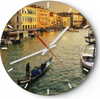 Hodiny Nástěnné hodiny do kuchyně 30x30 Město Skleněné hodiny do obýváku Loft Tiché