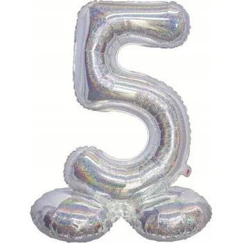 Balónek ČÍSLICE 5 holografická stojící 72 CM