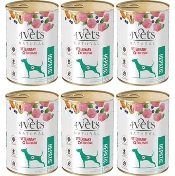 Krmivo pro psa 4Vets Natural Dog Hepatic, vlhké krmivo pro psy s nemocnou játrou, 6 x 400 g
