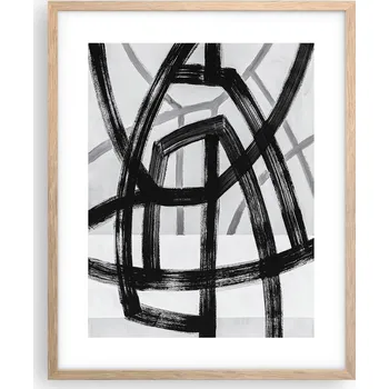 Obraz Obraz plakát na zeď v rámu světlý dub 40x50 čáry plakáty do obýváku