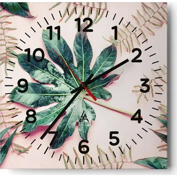 Hodiny Kuchyňské nástěnné hodiny 30x30 Botanika Skleněné hodiny do obýváku Moderní Tiché